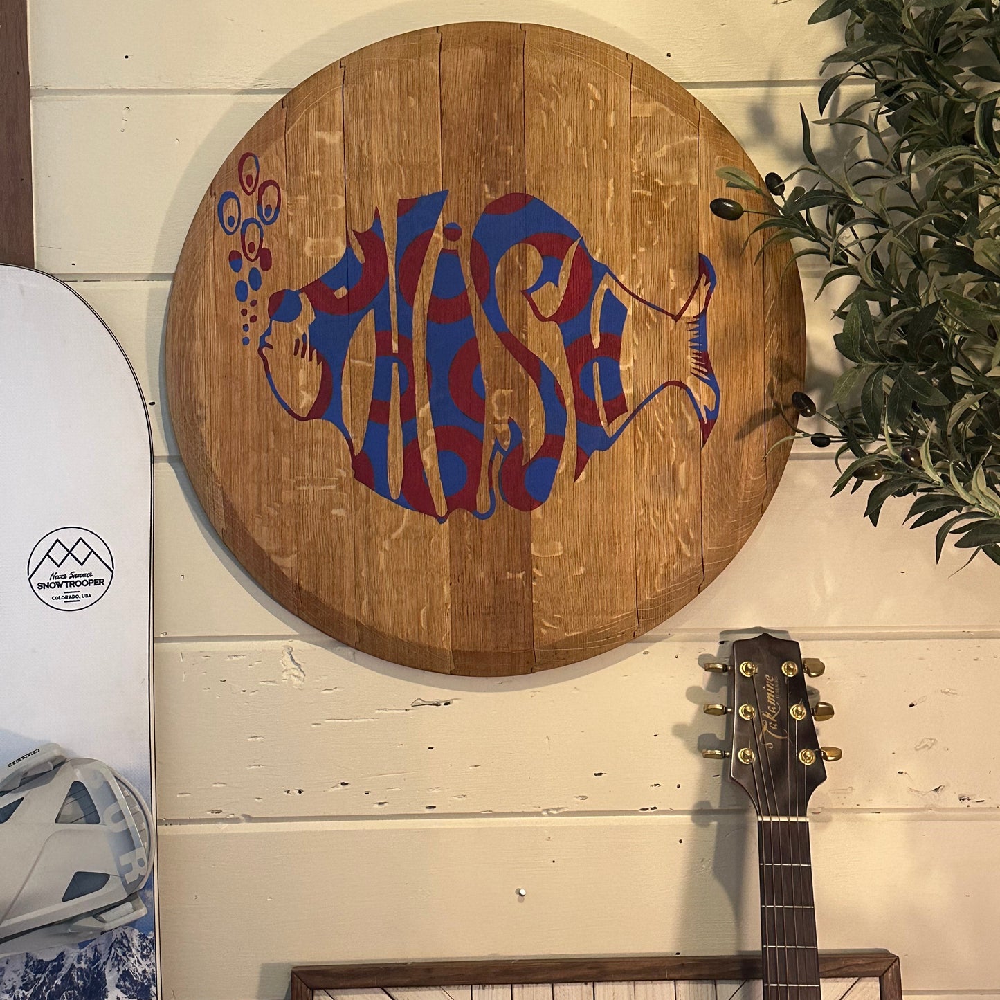 Wine Barrel head, Phish logo (donuts)