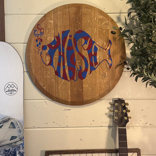 Wine Barrel head, Phish logo (donuts)