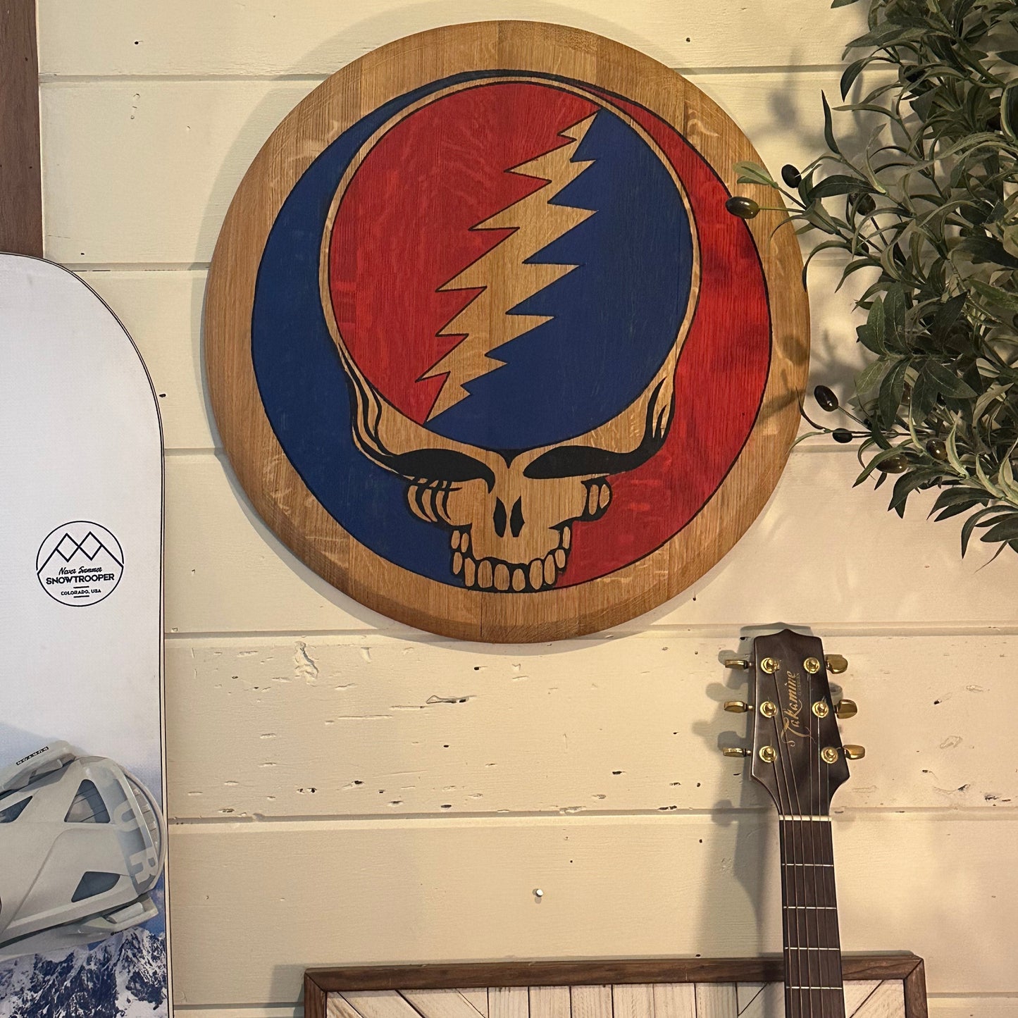 Wine Barrel Head | Hand Painted Grateful Dead Steal Your Face Logo