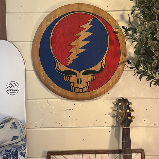 Wine Barrel Head | Hand Painted Grateful Dead Steal Your Face Logo